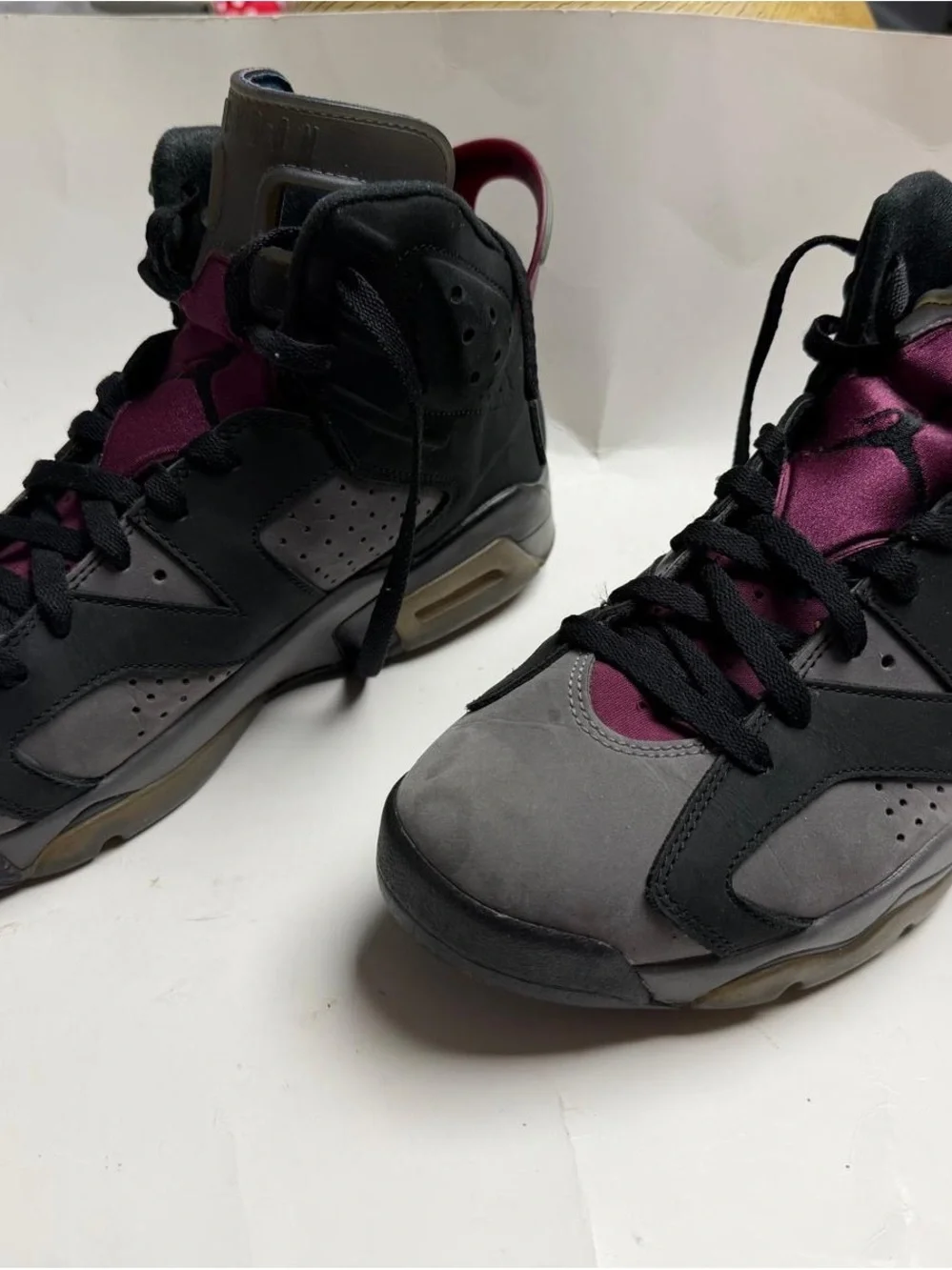 Jordan Women’s High-Top Sneakers in Gray, Black and Purple